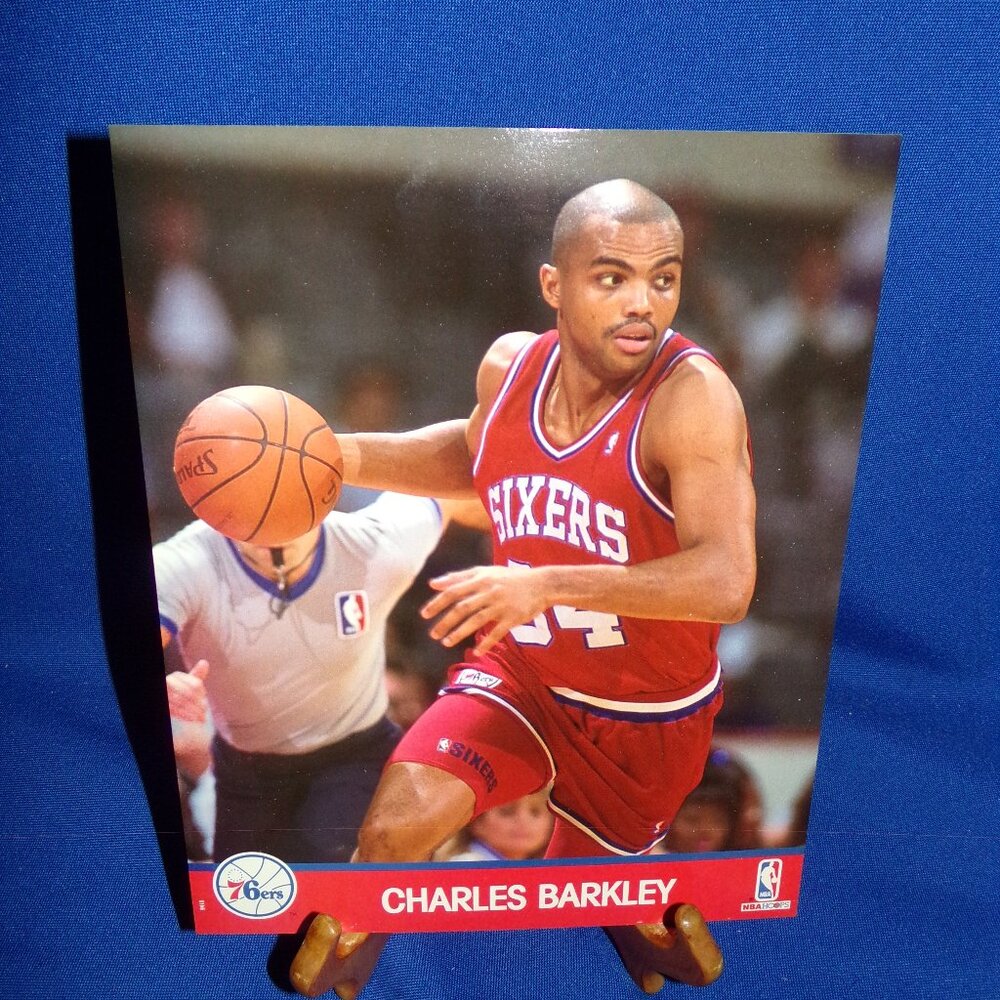 Vintage OFFICIAL NBA HOOPS BASKETBALL PRINT CHARLES BARKLEY - 76ERS 1991